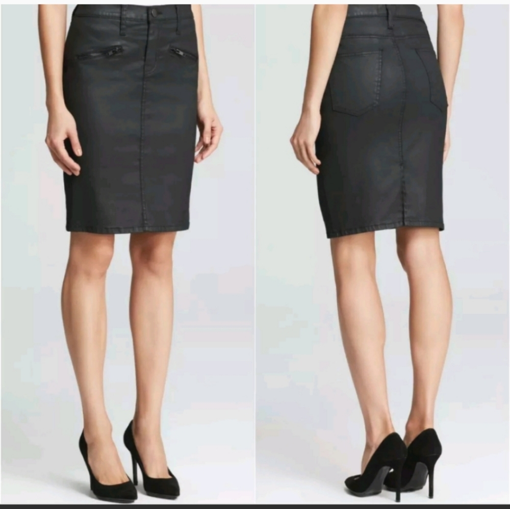 Current/Elliott 'The Soho Zip' Coated Denim Pencil Skirt
